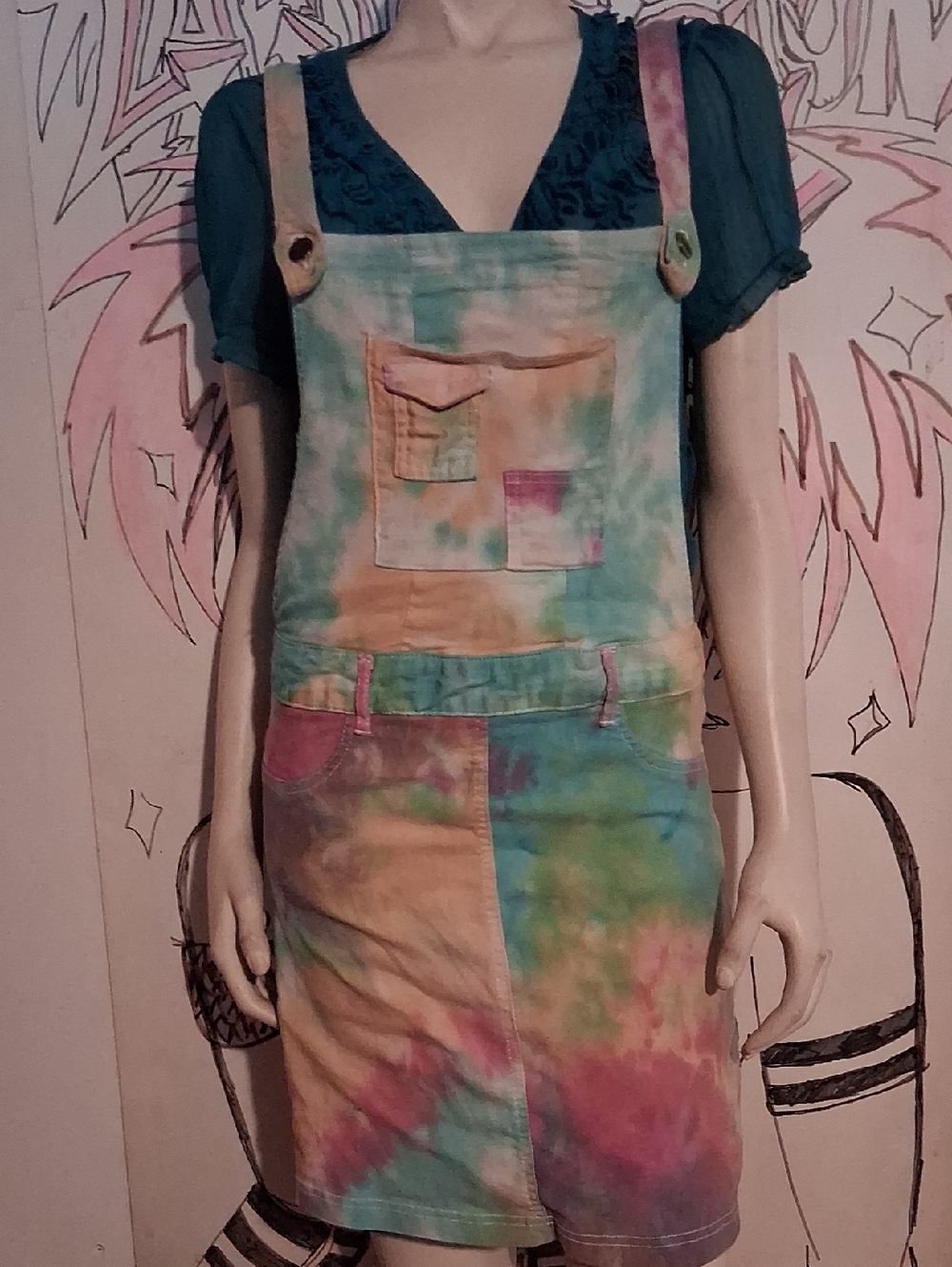 like an angel Tie-Dye Pastel Overalls Dress